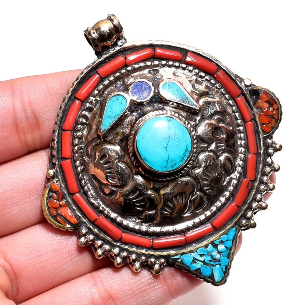 Artisan Turquoise and Coral Necklace